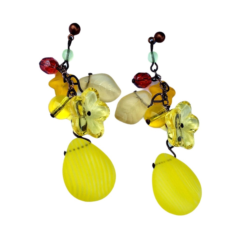 Czech Glass Vintage Frosted Glass Earrings